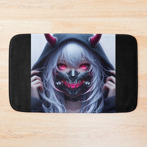 Item preview, White Hair Girl with Oni Mask designed and sold by GalleryBrisArt.