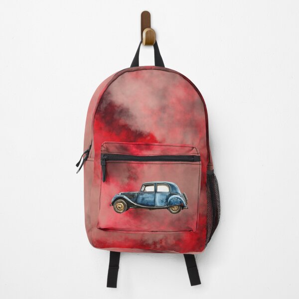 Item preview, Vintage Blue Car, Red Background designed and sold by Lecturarte.