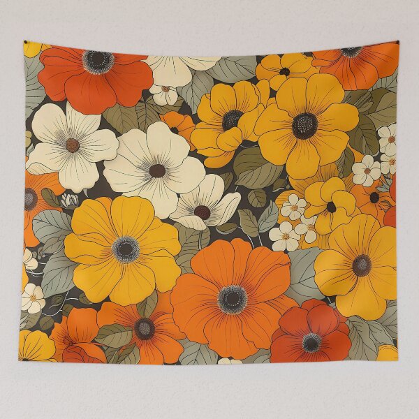 Item preview, Vibrant Floral Pattern for Apparel and Household Items, Colorful Flower Design, Versatile Fabric Print, Fashion Accessories designed and sold by MTJ-Mushrooms.