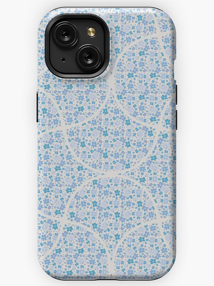 iPhone Case, Retro Florals Berry Blues Art Deco Fans designed and sold by Triplicate Limited