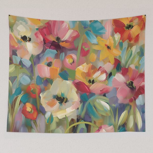 Item preview, Floral Pattern Colorful Flowers Print, Apparel Fabric Flower Design, Vibrant Bloom Decorative Pattern, Household Item Decor designed and sold by MTJ-Mushrooms.