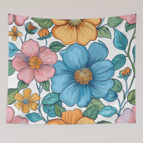 Item preview, Floral Pattern for Apparel and Household Items, Colorful Flower Print for Clothing, Bright Floral Design for Home Decor, Floral Art designed and sold by MTJ-Mushrooms.