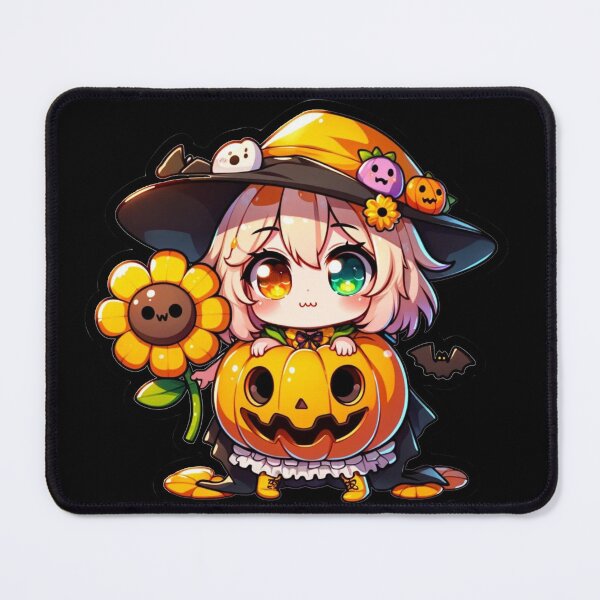 Item preview, Halloween Kawaii Girl With Yellow Flowers designed and sold by Blink Art Studio.