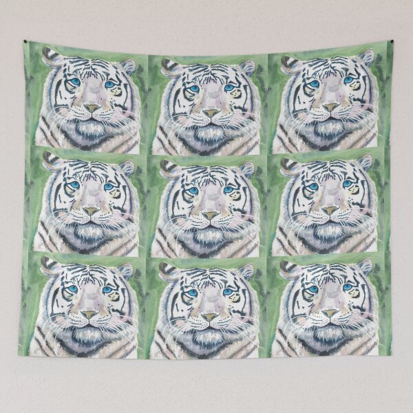 Item preview, white tiger blue eyes stare designed and sold by CrittersByLola.