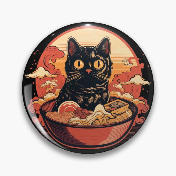 Item preview, Lindo gato comiendo ramen de un tazón rojo designed and sold by TeeTemptation.