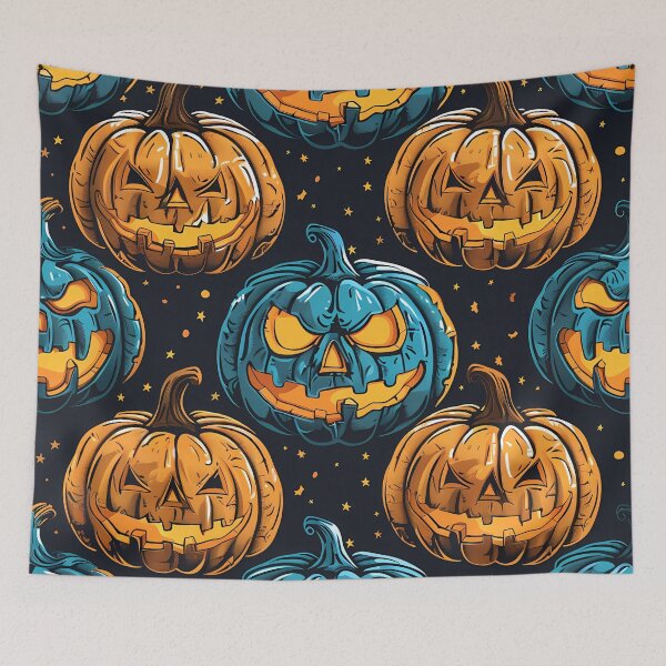 Item preview,  Title Halloween Pumpkin Pattern, Spooky Jack-O-Lanterns Design, Halloween Apparel, Halloween Household Items, Festive Halloween Decor designed and sold by MTJ-Mushrooms.