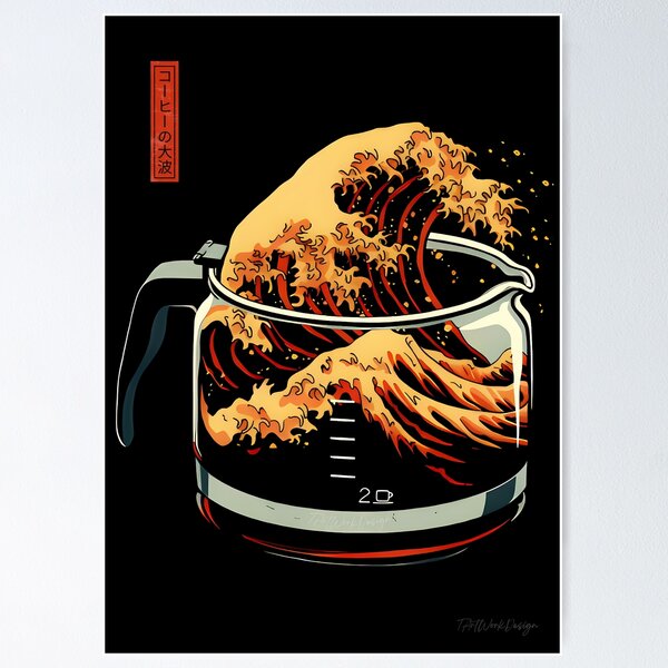 Item preview, Great Wave Coffee Art Print designed and sold by TArtWorkDesign.