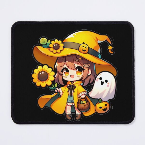 Item preview, Halloween Kawaii Girl With Yellow Flowers designed and sold by Blink Art Studio.