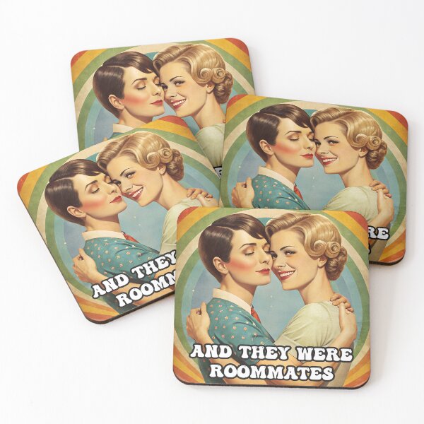 Item preview, "And they were roommates" Lesbian Pride Retro Poster designed and sold by PrideFlagMerch.