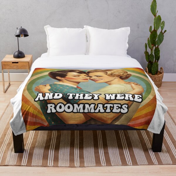 Item preview, "And they were roommates" Lesbian Pride Retro Poster designed and sold by PrideFlagMerch.