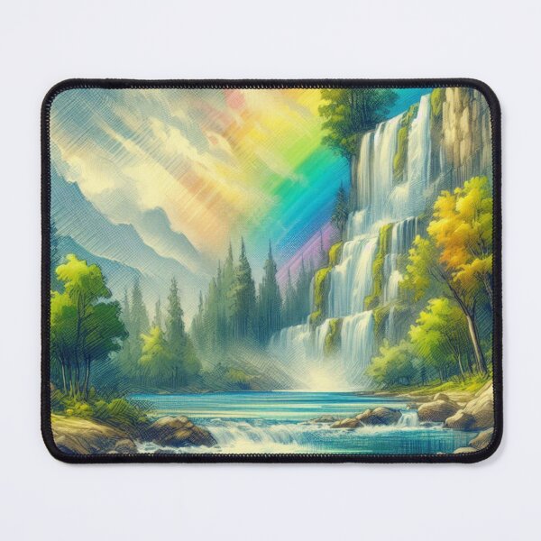 Item preview, Unique Rainbow Falls oil painting sketch Art designed and sold by ZulryLifestyles.