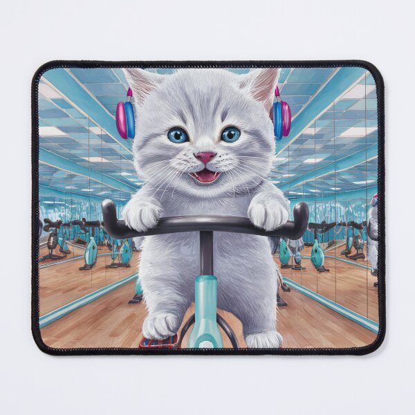 Item preview, A Cute Gray Kitten Exercise On A Bike designed and sold by pixelplaza.