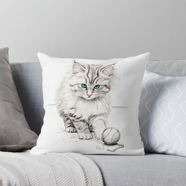 Item preview, Drawing, sketch of a cute kitten playing with a little ball designed and sold by ateliersabourin.