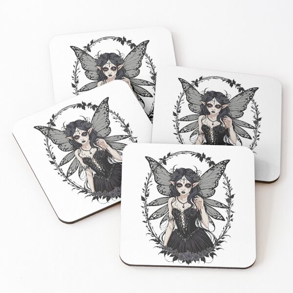Item preview, Vintage look little goth fairy on a toadstool designed and sold by Invisible-Cult.