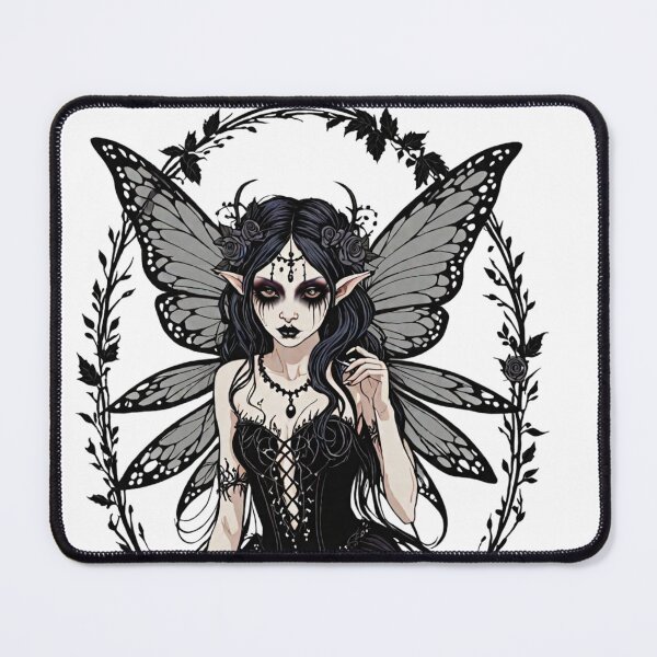 Item preview, Vintage look little goth fairy on a toadstool designed and sold by Invisible-Cult.