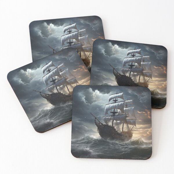 Item preview, Stormy Seas Ominous Sky Pirate Ship designed and sold by Roxane Bay.