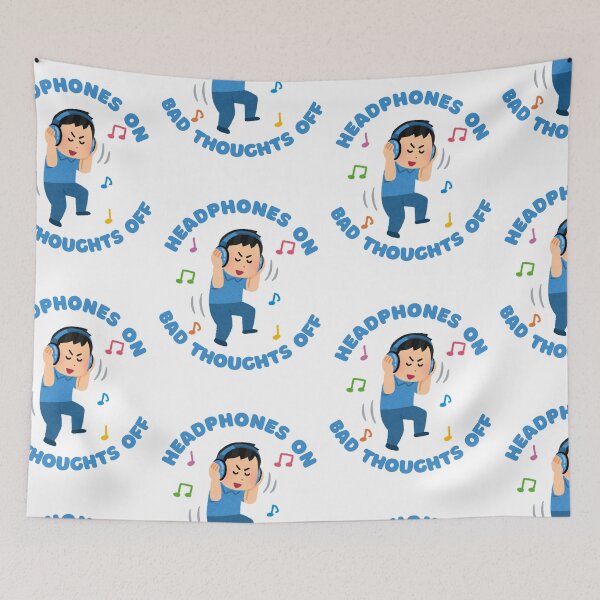 Item preview, Headphones On, Bad Thoughts Off designed and sold by HELL0WBELLO.