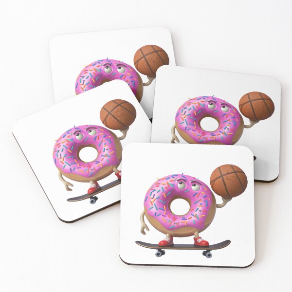 Item preview, cartoon donut on a skateboard holding a basketball chocolate designed and sold by zakioury.