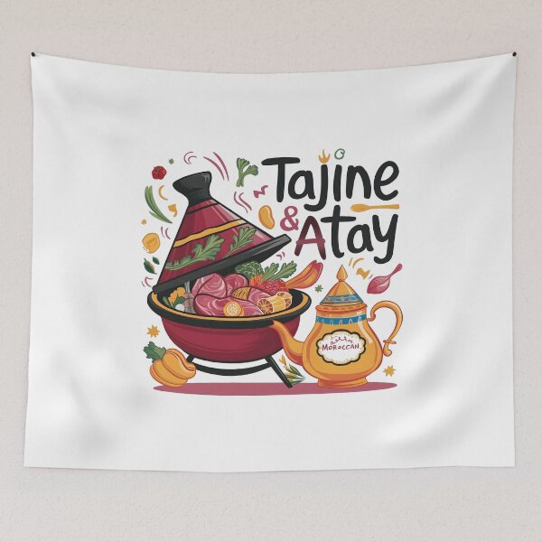 Item preview, Vibrant Moroccan Tajine & Teapot Illustration - Festive Tagine Party Poster designed and sold by Creatiforge.