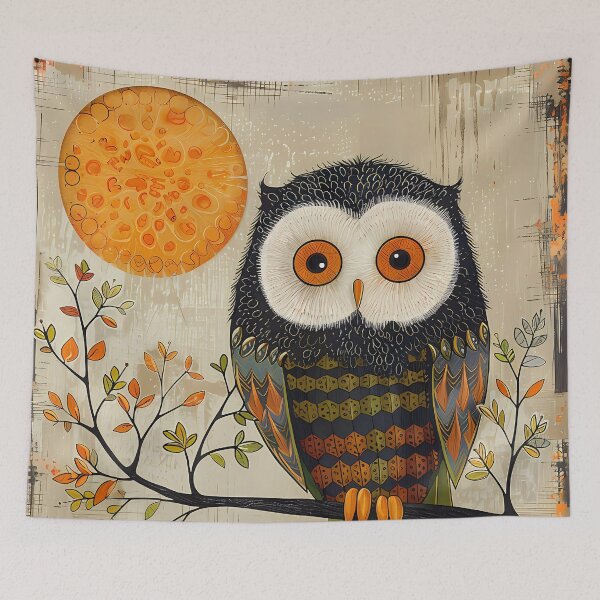 Item preview, Owl Artwork Fall Halloween Decor, Owl Halloween Wall Art, Cute Owl Illustration, Halloween Owl Print for Apparel and Household designed and sold by MTJ-Mushrooms.