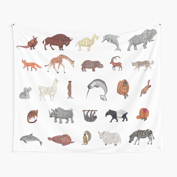 Animal Alphabet Mammals Abc Tapestry By Imageeyenation Redbubble