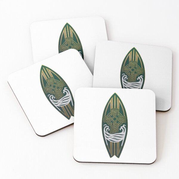 Item preview, Emerald Celtic Surfing Design. Modern Irish / Celtic Cross Surfers Pattern  designed and sold by CELTIC-DESIGNS.