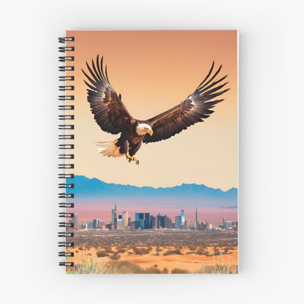 Item preview, Eagle in the desert over a city skyline designed and sold by Rainbow Paws Garden.