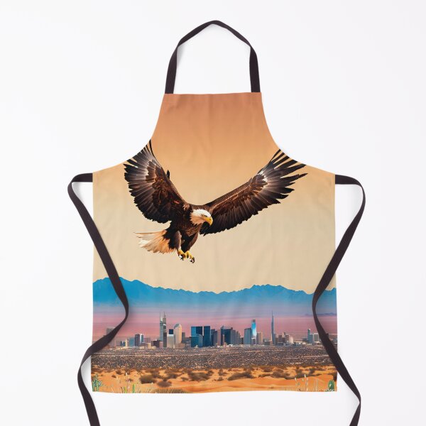 Item preview, Eagle in the desert over a city skyline designed and sold by Rainbow Paws Garden.