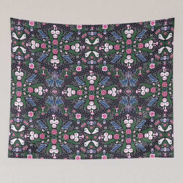 Item preview, Cottagecore Halloween Witchcraft Pixel Art - Damask - High Contrast designed and sold by HeatherUnderground.