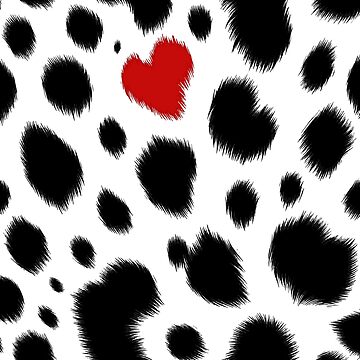 Artwork thumbnail, Dalmatian Spots With Red Heart | Black And White Aesthetic by K9ish