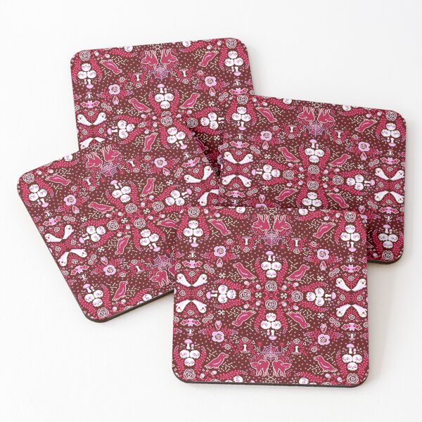 Item preview, Cottagecore Halloween Witchcraft Pixel Art - Damask - Reds designed and sold by HeatherUnderground.