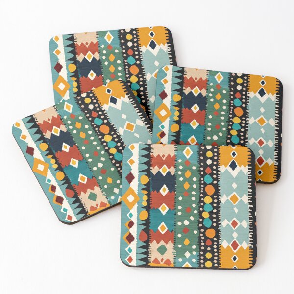 Item preview, Traditional Kilim Indian Pattern, Ethnic Geometric Abstract Scandinavian Design in Watercolor Painting designed and sold by MyArt23.