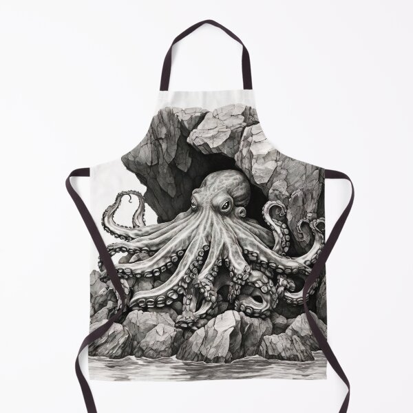 Item preview, Black and white Octopus pencil drawing designed and sold by Pencil-Art.