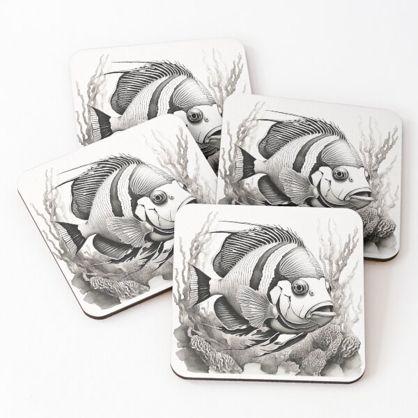 Item preview, Black and White fish Pencil Drawing designed and sold by Pencil-Art.