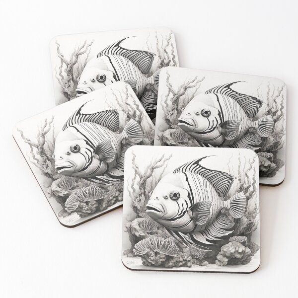 Item preview, Black and White fish Pencil Drawing designed and sold by Pencil-Art.