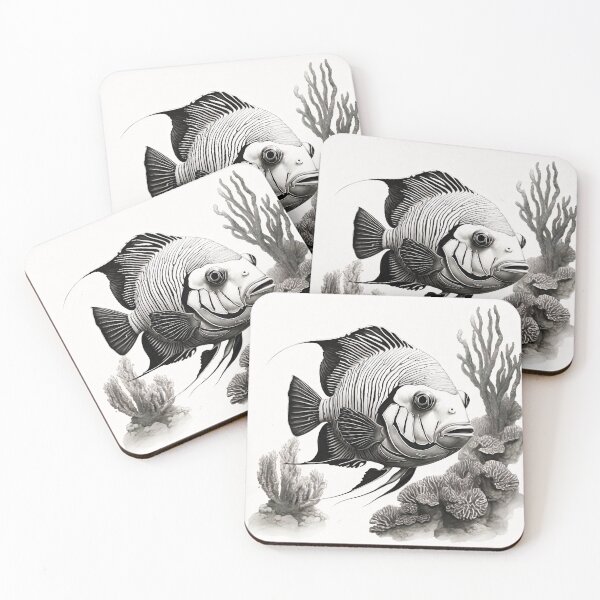 Item preview, Black and White fish Pencil Drawing designed and sold by Pencil-Art.