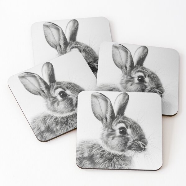 Item preview, Black and white Rabbit pencil drawing designed and sold by Pencil-Art.