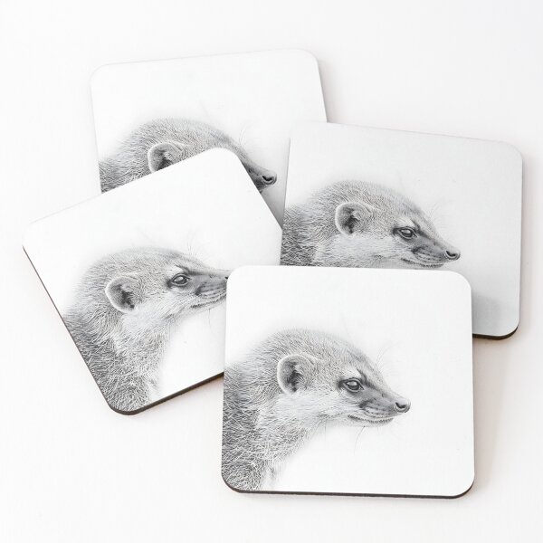 Item preview, Black and white weasel pencil drawing designed and sold by Pencil-Art.