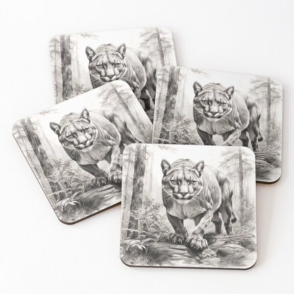 Item preview, Black and white pencil drawing of a Puma designed and sold by Pencil-Art.