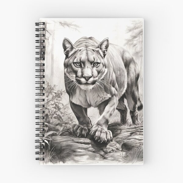 Artikelvorschau, Schwarz-weiße Bleistiftzeichnung eines Pumas entworfen und verkauft von Pencil-Art.