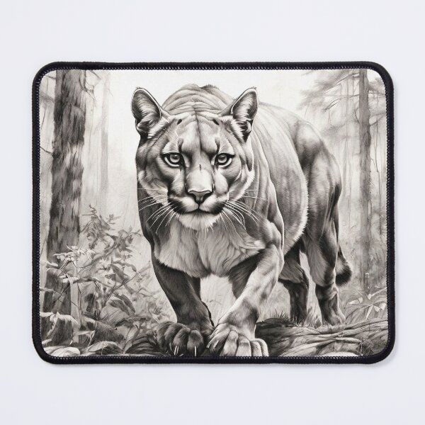 Item preview, Black and white pencil drawing of a Puma designed and sold by Pencil-Art.