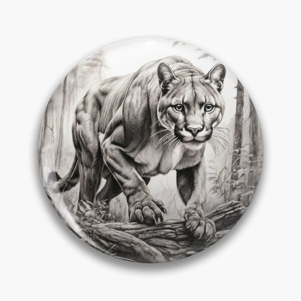 Item preview, Black and white pencil drawing of a Puma designed and sold by Pencil-Art.