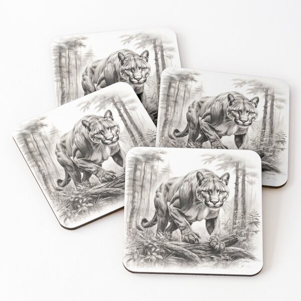 Item preview, Black and white pencil drawing of a Puma designed and sold by Pencil-Art.