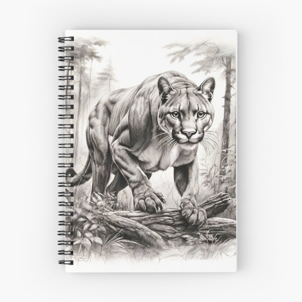 Item preview, Black and white pencil drawing of a Puma designed and sold by Pencil-Art.