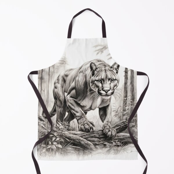 Item preview, Black and white pencil drawing of a Puma designed and sold by Pencil-Art.