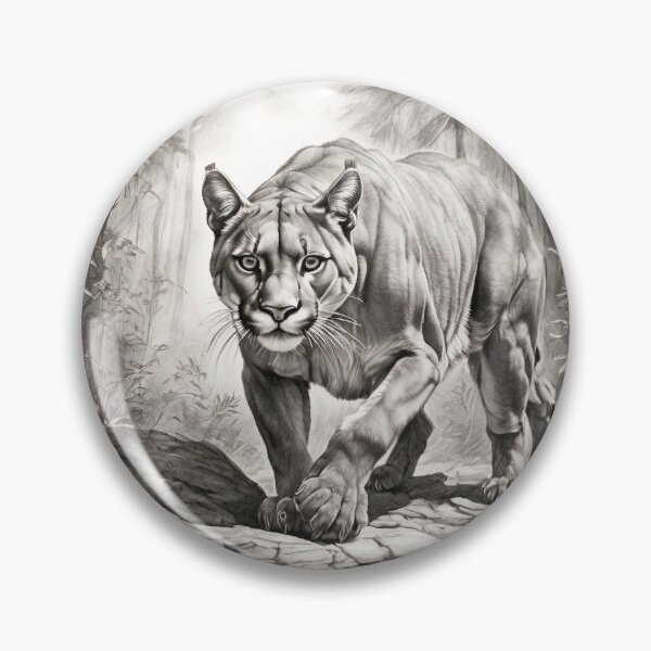 Item preview, Black and white pencil drawing of a Puma designed and sold by Pencil-Art.