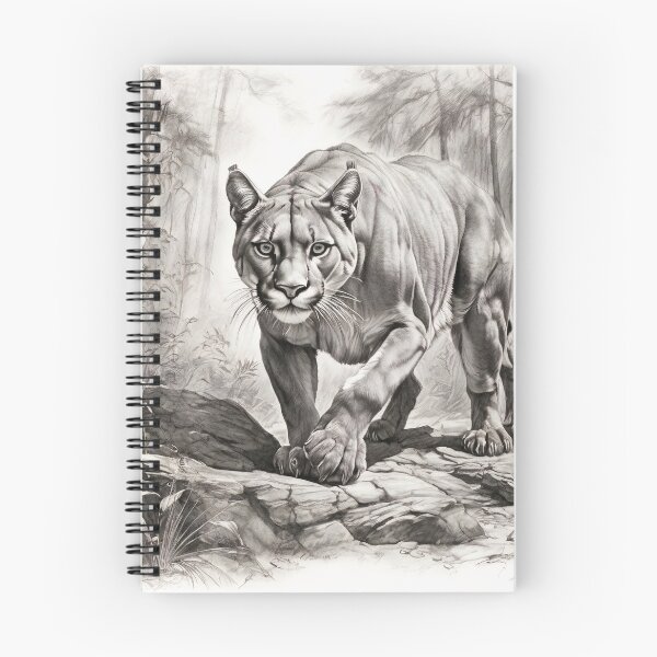Artikelvorschau, Schwarz-weiße Bleistiftzeichnung eines Pumas entworfen und verkauft von Pencil-Art.