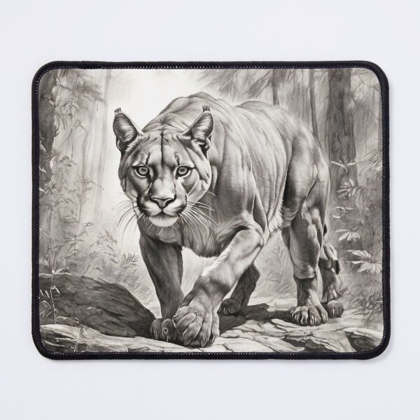Item preview, Black and white pencil drawing of a Puma designed and sold by Pencil-Art.
