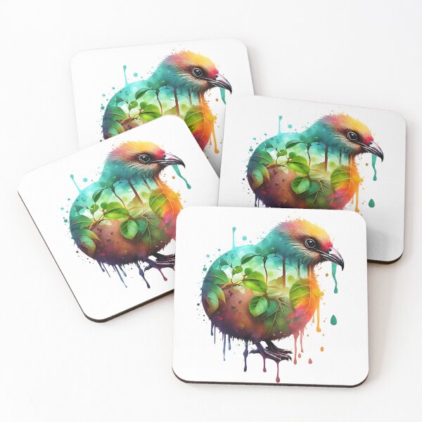 Item preview, Kiwi bird merged with leaves watercolor art designed and sold by Ann Miu Deluxe.