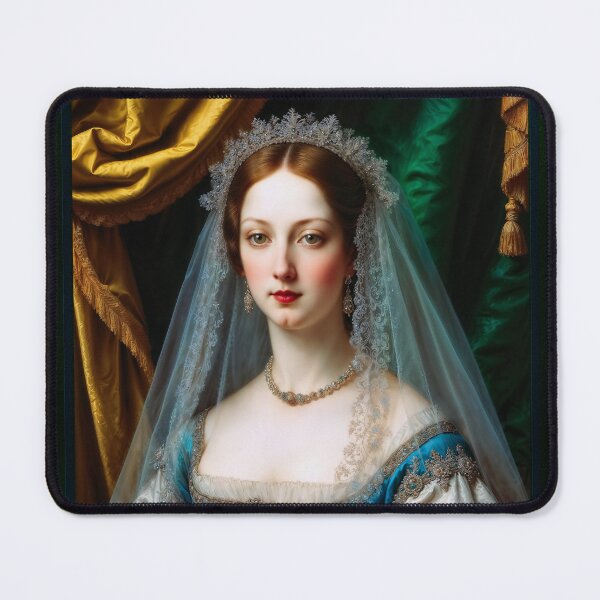 Item preview, Exquisite Portrait of Duchess Pauliana Ricci in Blue Gown with Lace Veil Captivating AI Concept Art by Xzendor7 designed and sold by Xzendor7 Digital Art Creations.